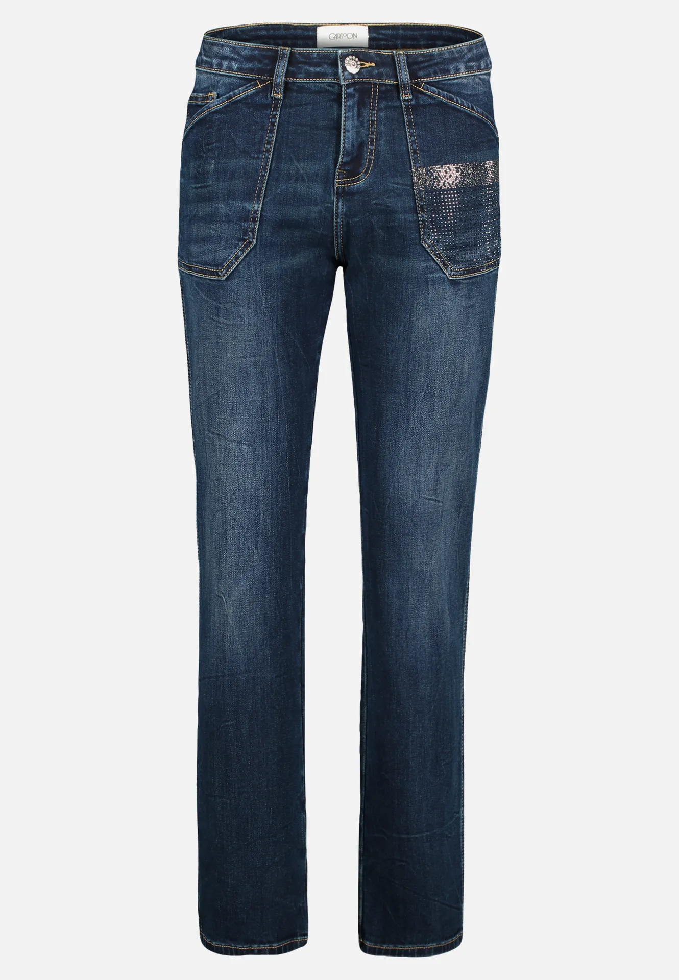 Regular Fit-Jeans mit Strass – Bild 3