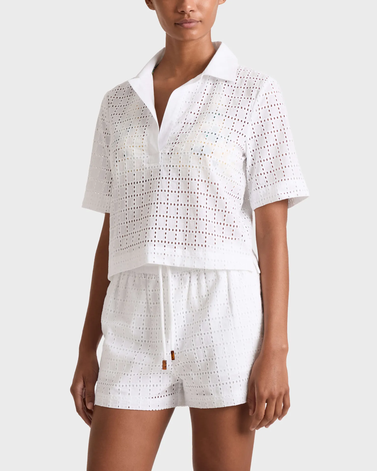 Vilebrequin - Geometrisches Broderie-anglaise Shirt Für Damen - Tunika - Fallon - Weiss - Größe M – Bild 3