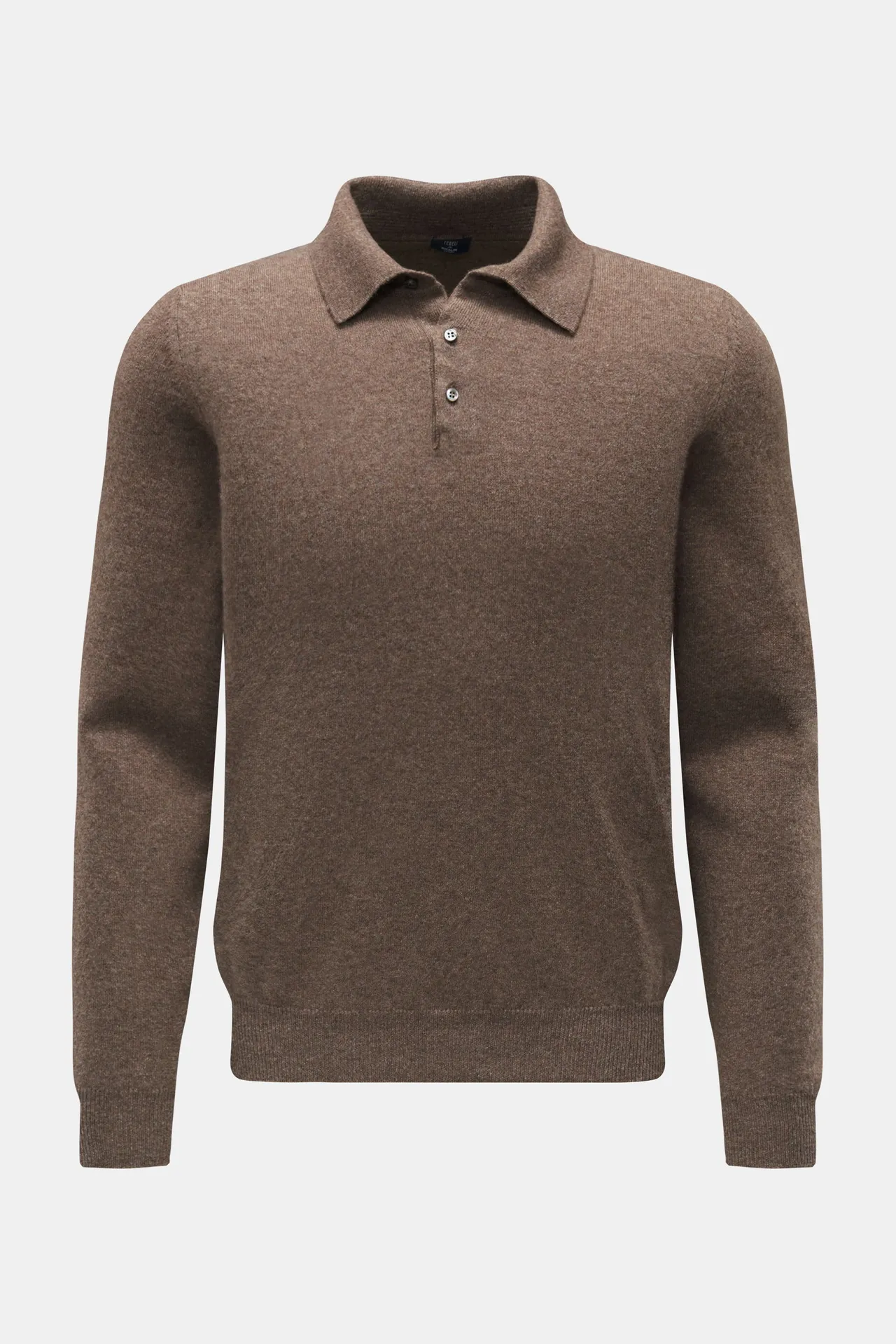 Fedeli - Herren - Cashmere Strickpolo %27Sportman%27 graubraun meliert Fedeli - Herren - Cashmere Strickpolo %27Sportman%27 graubraun meliert
