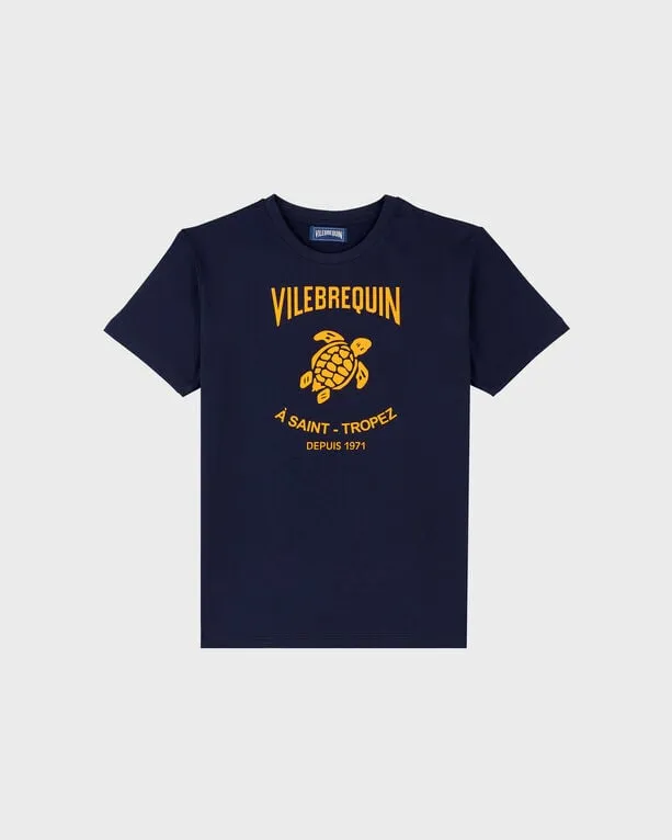 Vilebrequin - T-shirt Aus Baumwolle Mit Logoprägung Für Herren - T-shirt - Portisol - Blau - Größe XL Vilebrequin - T-shirt Aus Baumwolle Mit Logoprägung Für Herren - T-shirt - Portisol - Blau - Größe XL