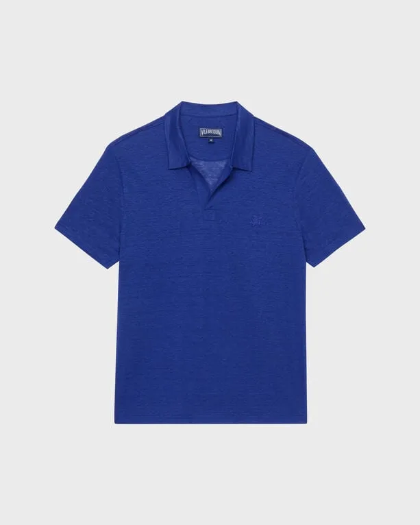 Vilebrequin - Einfarbiges Polohemd Aus Leinenjersey Für Herren - Polohemd - Pyramid - Blau - Größe 4XL Vilebrequin - Einfarbiges Polohemd Aus Leinenjersey Für Herren - Polohemd - Pyramid - Blau - Größe 4XL