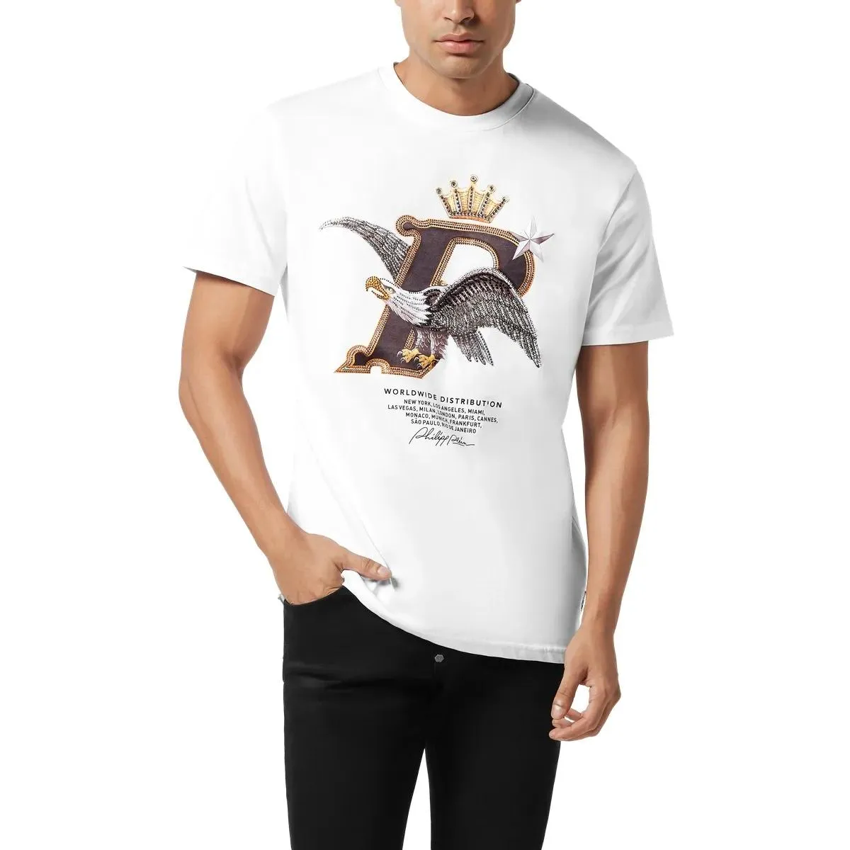 Philipp Plein - T-Shirt Rundhalsausschnitt Ss Eagle - Größe XL - weiß – Bild 4