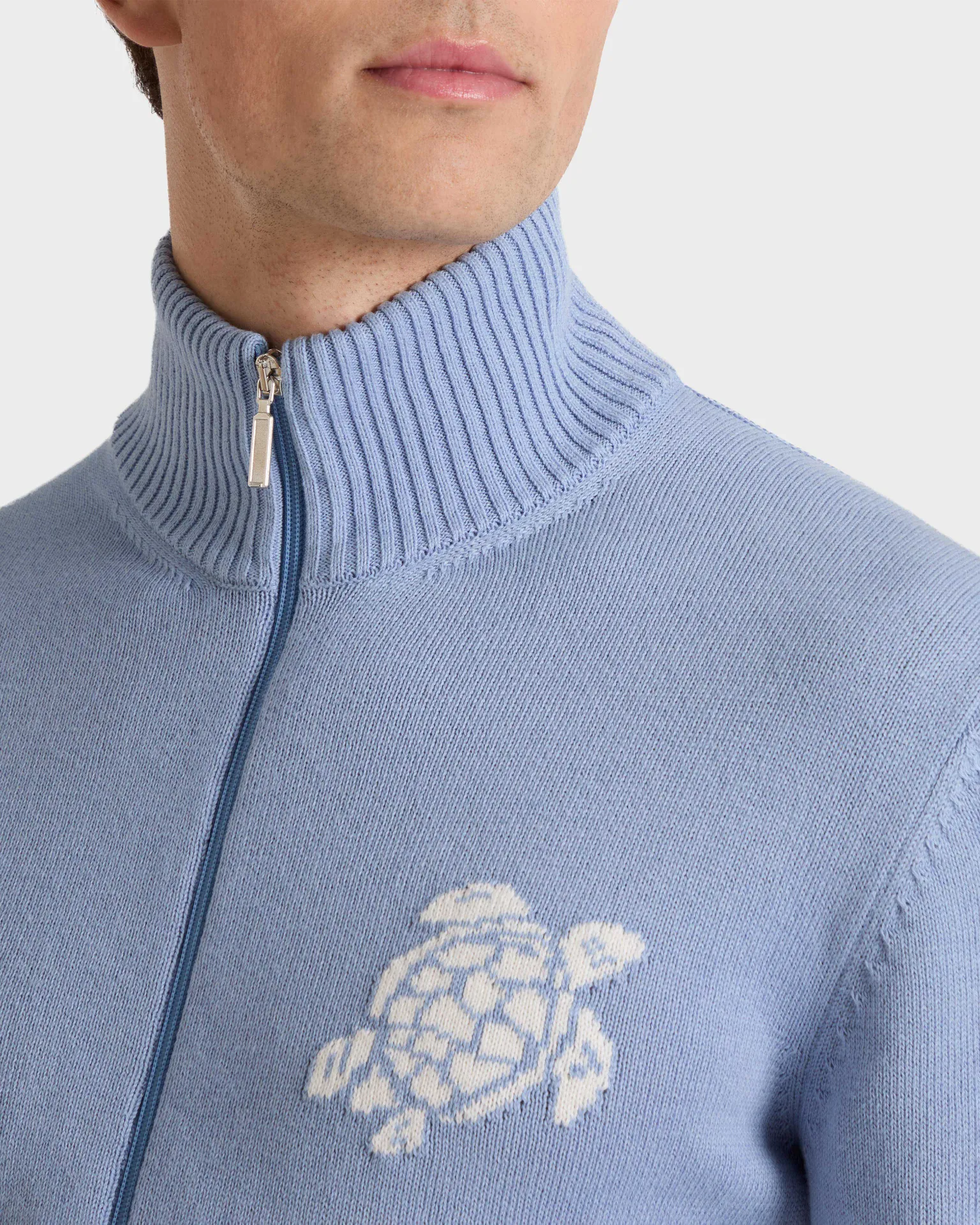 Vilebrequin - Turtle Pullover Mit Reißverschluss Aus Baumwolle Und Kaschmir Für Herren - Pullover - Petrus - Blau - Größe XL – Bild 5