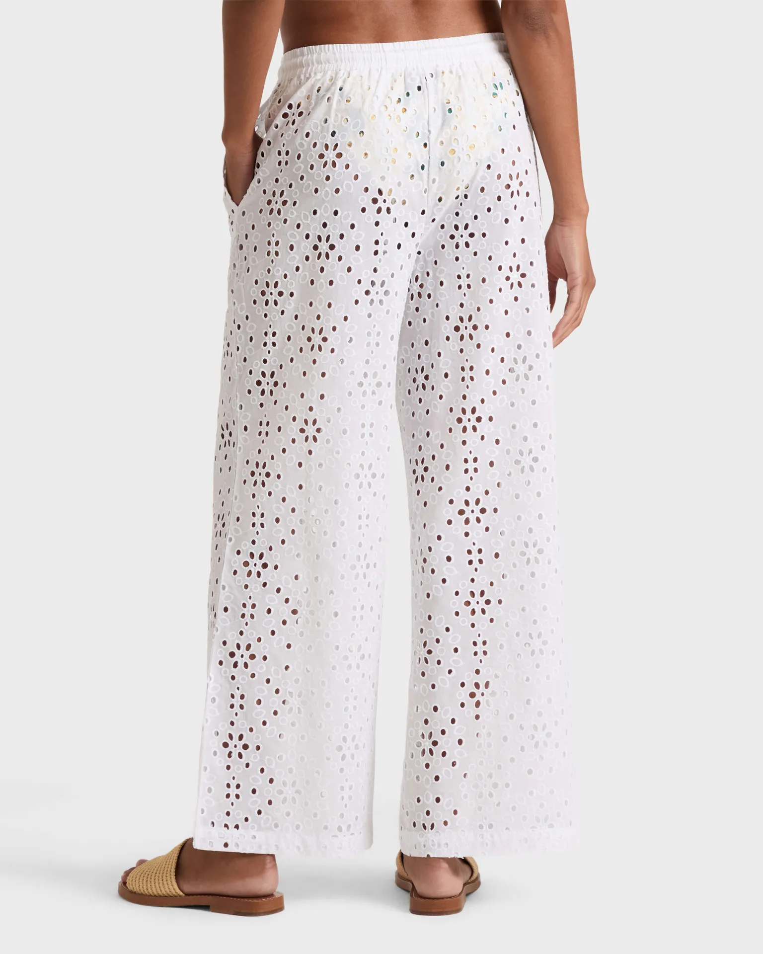 Vilebrequin - Fließende Damen Hose Mit Floraler Lochstickerei - Hose - Freyja - Weiss - Größe L – Bild 4