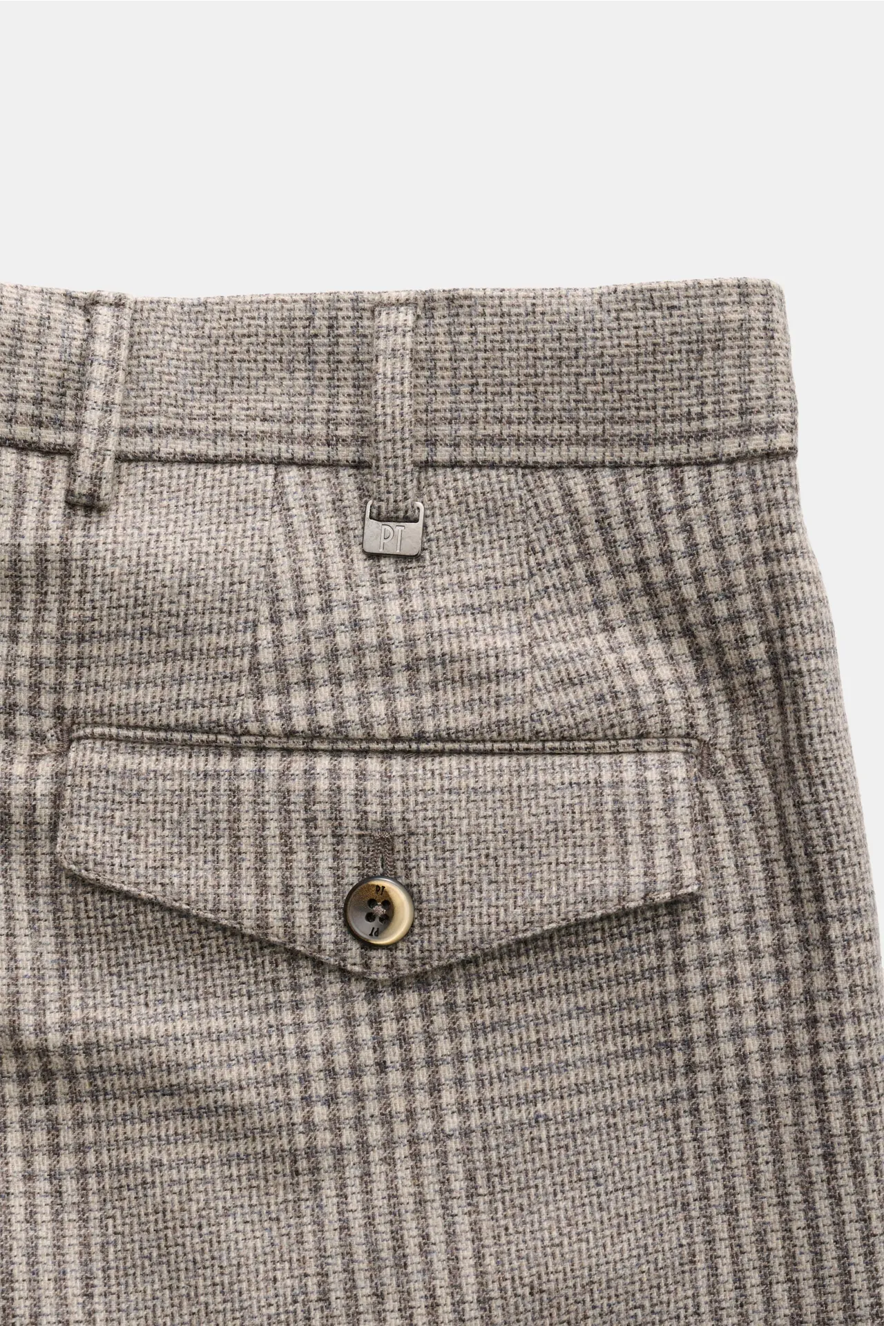 PT Torino - Herren - Wollhose 'Carrot Fit' grau/creme/navy kariert – Bild 6