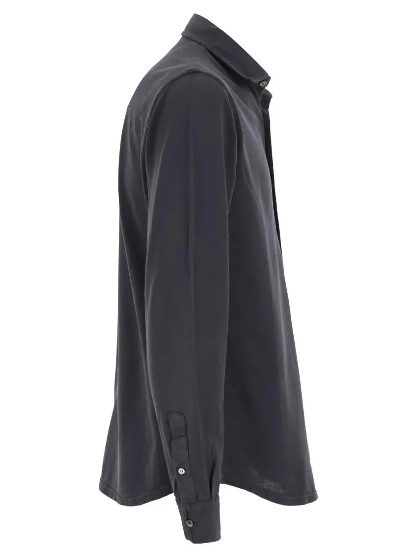 Fedeli - Robert - Cotton Piqué Shirt - Größe 58 - schwarz – Bild 3