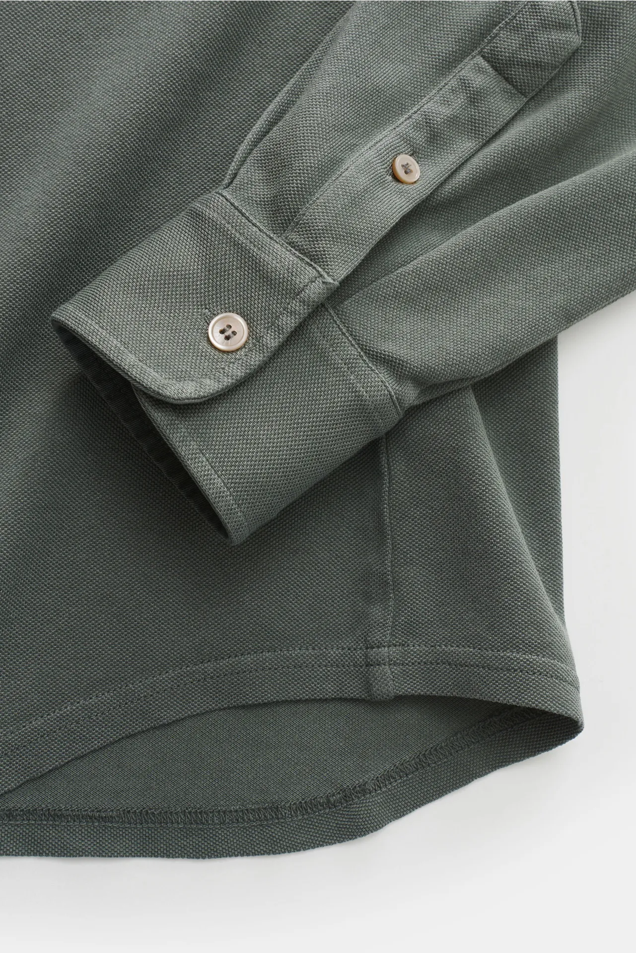 Fedeli - Herren - Piqué-Hemd 'Steve' schmaler Kragen graugrün – Bild 3