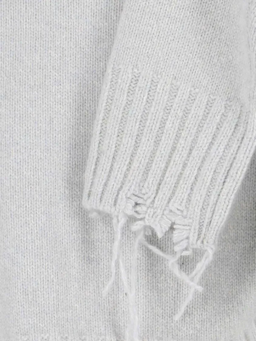 Low Classic - Damage Crop Sweater – Grey - Größe M - grau – Bild 2