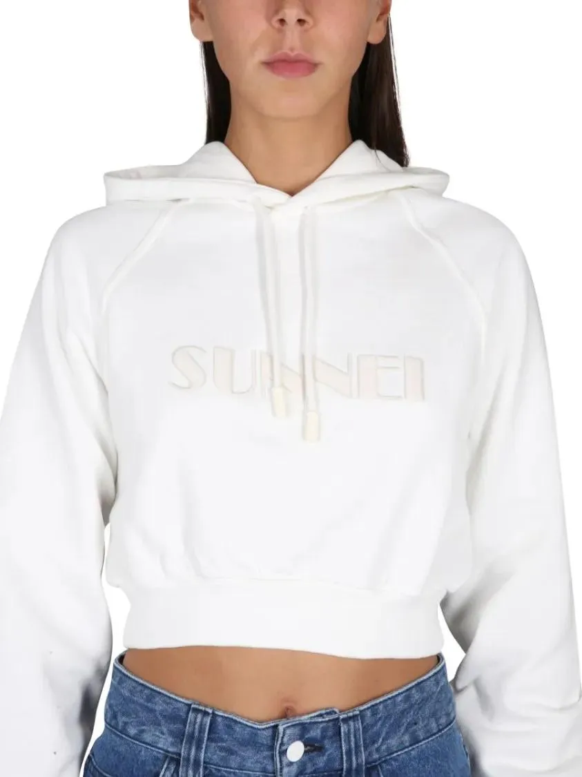 Sunnei - Cropped Hoodie With Drawstring - Größe M - weiß – Bild 2