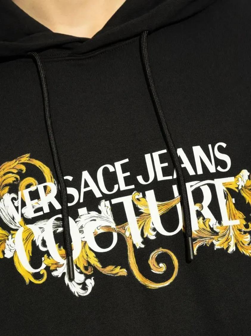 Versace Jeans Couture - Black Cotton Sweatshirt With Drawstring Hood - Größe L - schwarz – Bild 2