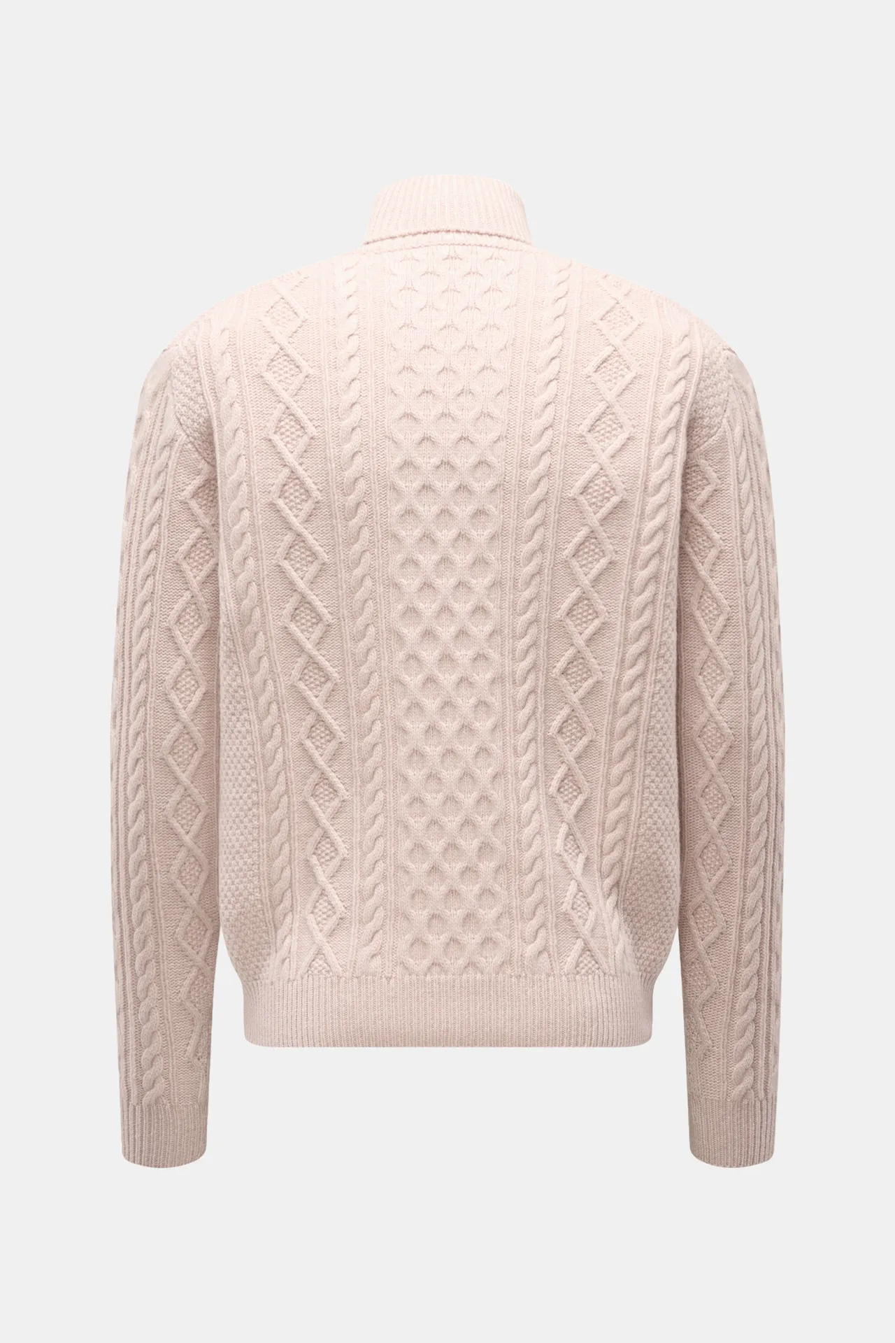 04651/ A trip in a bag - Herren - Rollkragenpullover 'Mouline Cable Turtle' altrosa meliert – Bild 3