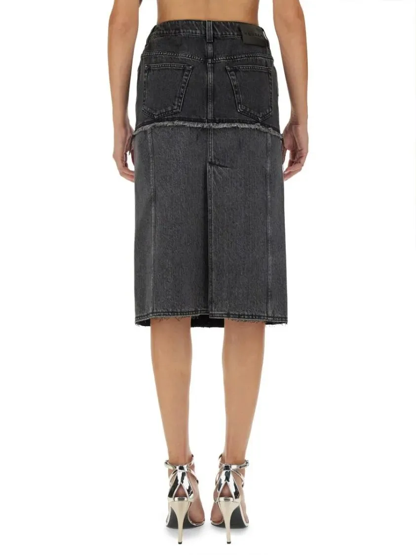 Alexander McQueen - Two-Tone Denim Skirt - Größe 42 - grau – Bild 3