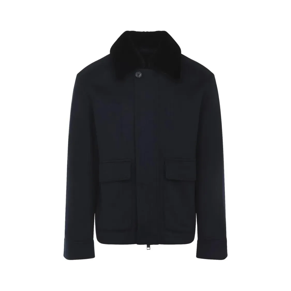 Yves Salomon - Structured Black Leather Jacket With Plush Collar - Größe 50 - schwarz Yves Salomon - Structured Black Leather Jacket With Plush Collar - Größe 50 - schwarz
