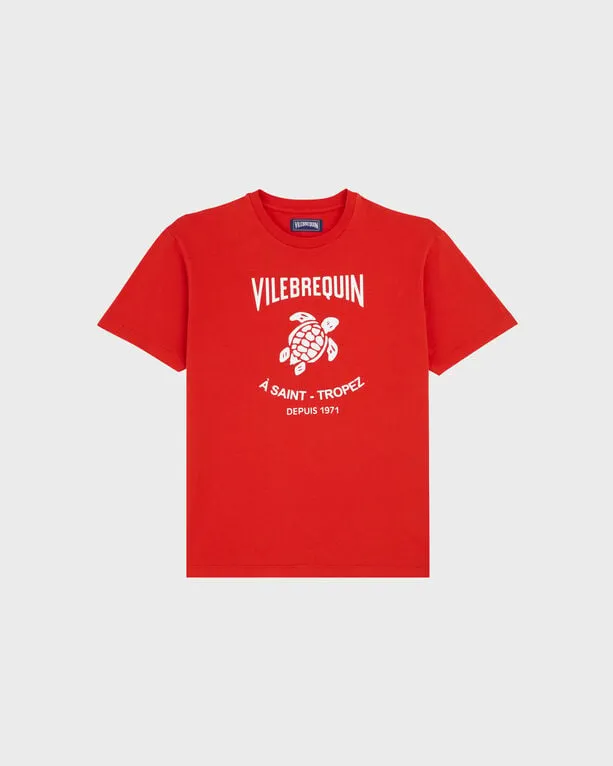 Vilebrequin - Gomy Baumwoll-t-shirt Mit Aufgedrucktem Logo Für Herren - T-shirt - Portisol - Rot - Größe XXL Vilebrequin - Gomy Baumwoll-t-shirt Mit Aufgedrucktem Logo Für Herren - T-shirt - Portisol - Rot - Größe XXL