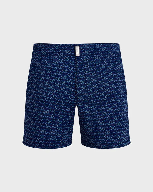 Vilebrequin - Kurze Fish Net Badeshorts Mit Flachem Bund Für Herren - Bademode - Menise - Blau - Größe L Vilebrequin - Kurze Fish Net Badeshorts Mit Flachem Bund Für Herren - Bademode - Menise - Blau - Größe L