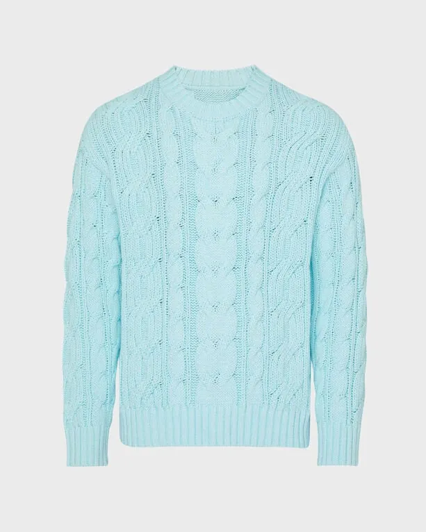 Vilebrequin - Herren Zopfmuster-baumwollpullover - Pullover - Philippe - Blau - Größe L Vilebrequin - Herren Zopfmuster-baumwollpullover - Pullover - Philippe - Blau - Größe L