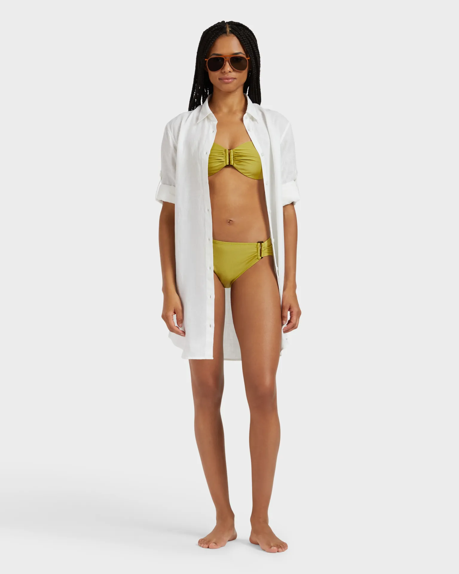 Vilebrequin - Shiny Stretch Solid Bandeau-bikinioberteil Für Damen - Bademode - Lune - Grün - Größe S – Bild 4