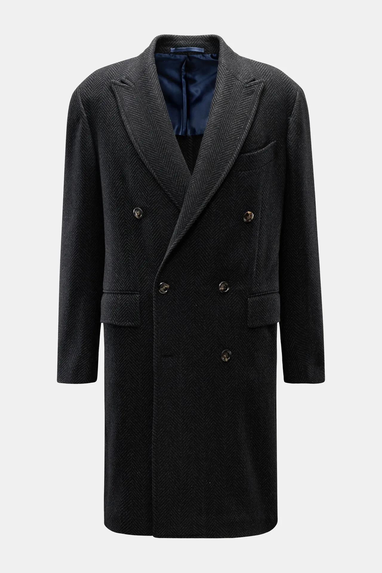 Stile Latino - Herren - Cashmere Mantel %27Eros%27 dunkelgrau/schwarz gemustert Stile Latino - Herren - Cashmere Mantel %27Eros%27 dunkelgrau/schwarz gemustert