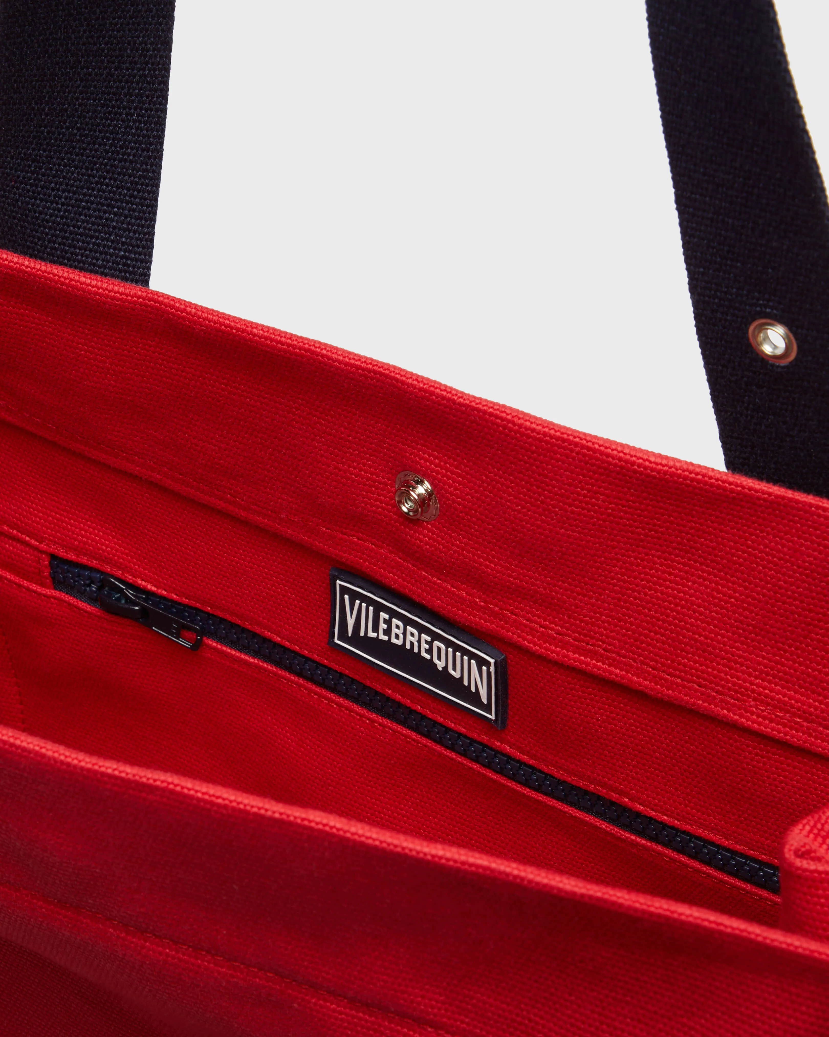 Vilebrequin - Große Einfarbige Strandtasche Aus Baumwolle - Strandtasche - Bagsu - Rot - Größe OSFA – Bild 3