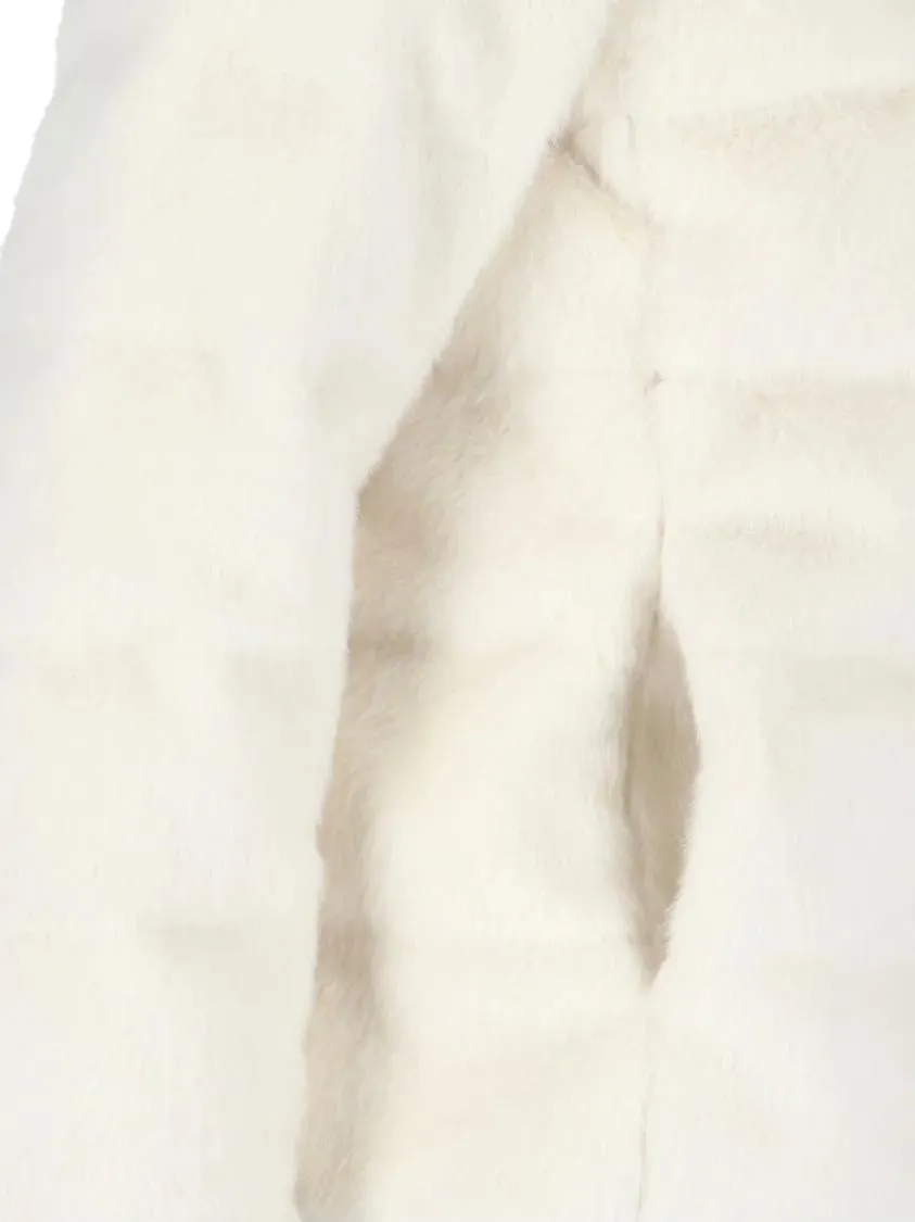 Herno - Faux Fur Puffer Jacket With High Collar - Größe 40 - weiß – Bild 4