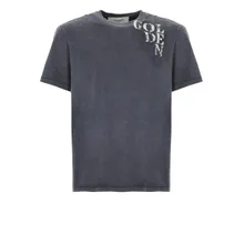 Golden Goose - Dark Blue Cotton T-Shirt With Contrasting Logo - Größe S - grau Golden Goose - Dark Blue Cotton T-Shirt With Contrasting Logo - Größe S - grau
