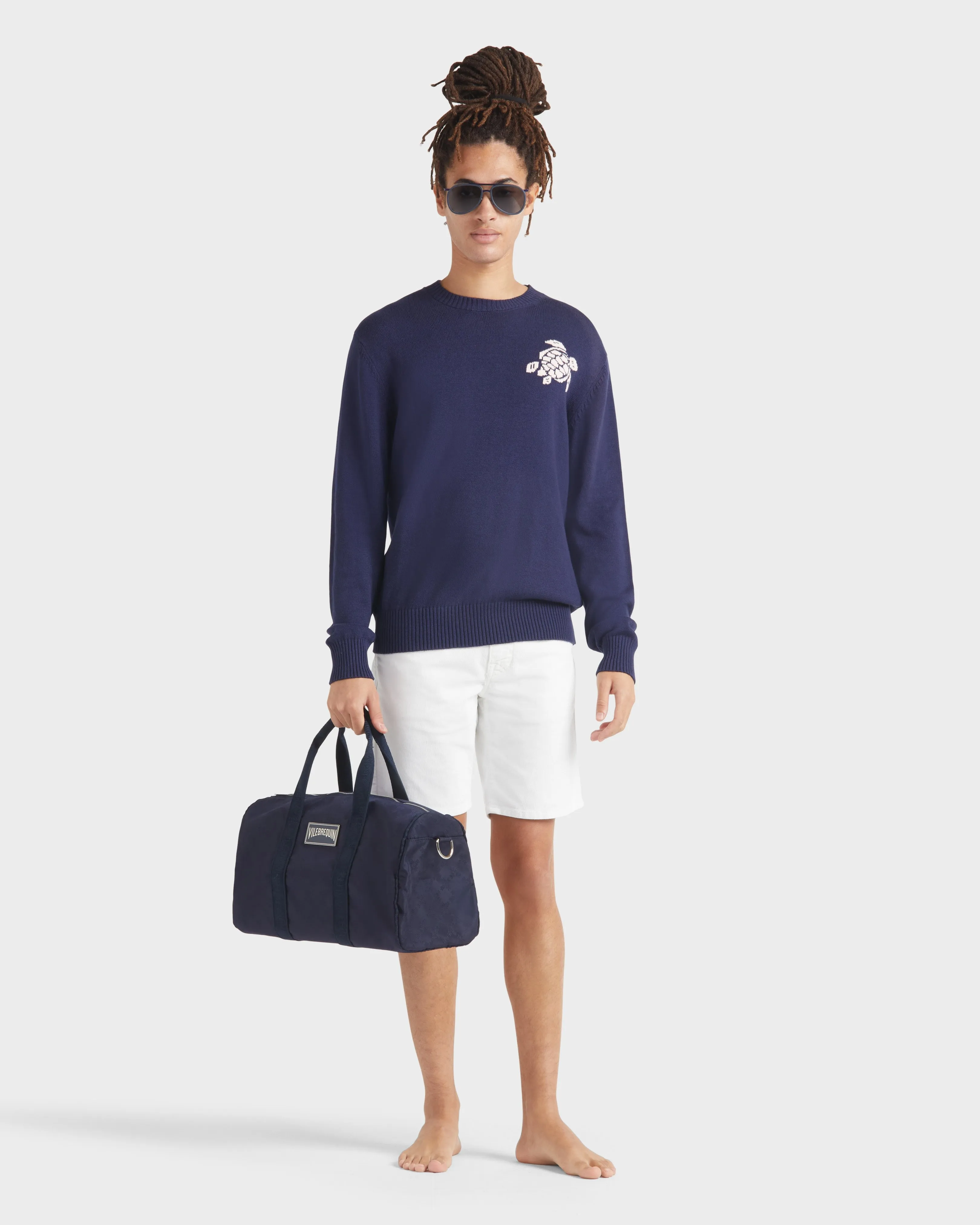 Vilebrequin - Turtle Rundhalspullover Aus Baumwolle Und Kaschmir Für Herren - Pullover - Rayol - Blau - Größe 4XL – Bild 5