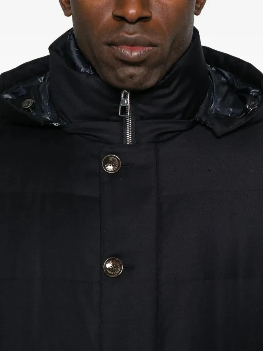 MONTECORE - Long Hooded Padded Coat With Quilted Structure - Größe 54 - schwarz – Bild 3