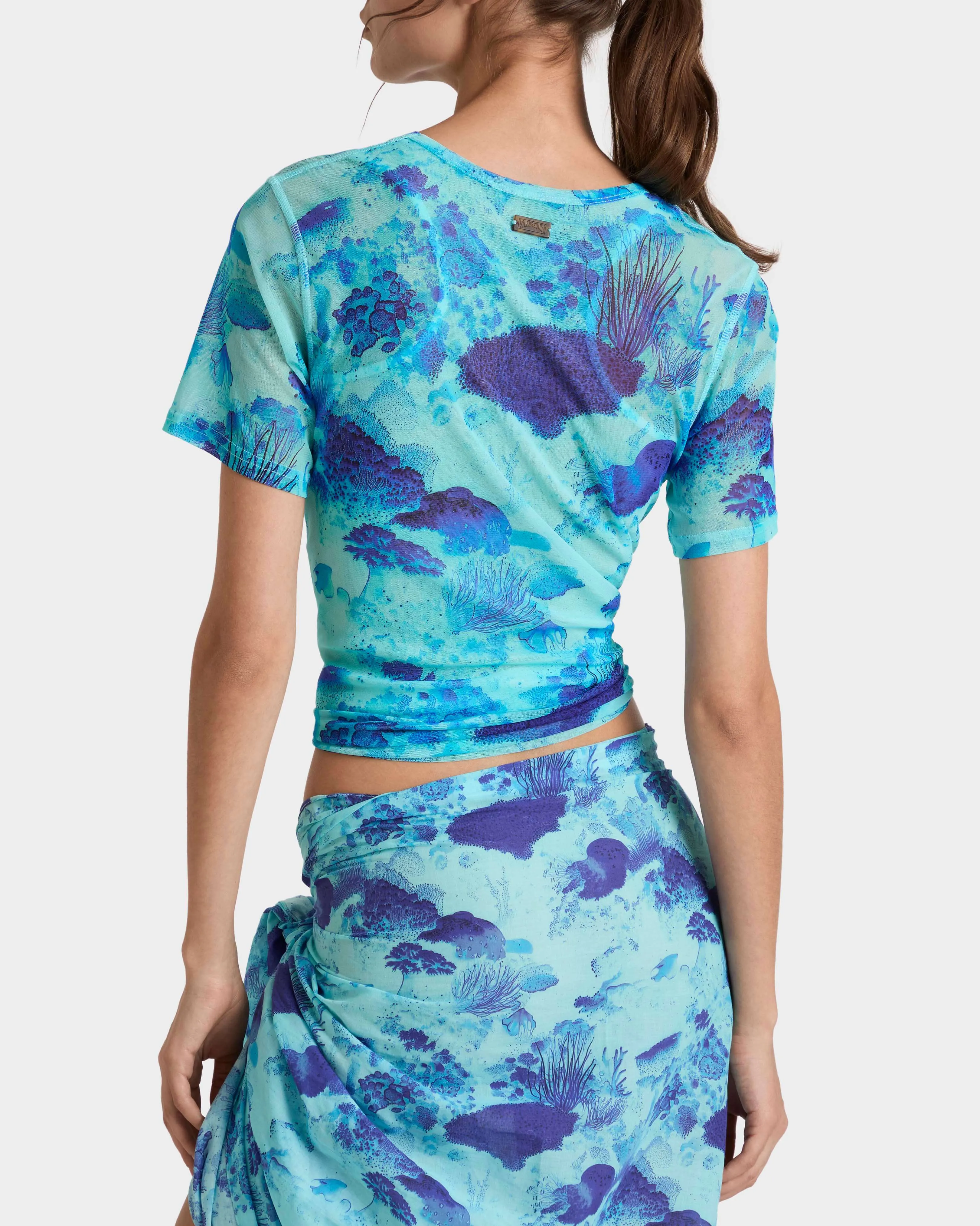 Vilebrequin - Coral Reef T-shirt Mit Tüll Für Damen - T-shirt - Lillie - Blau - Größe XS – Bild 4