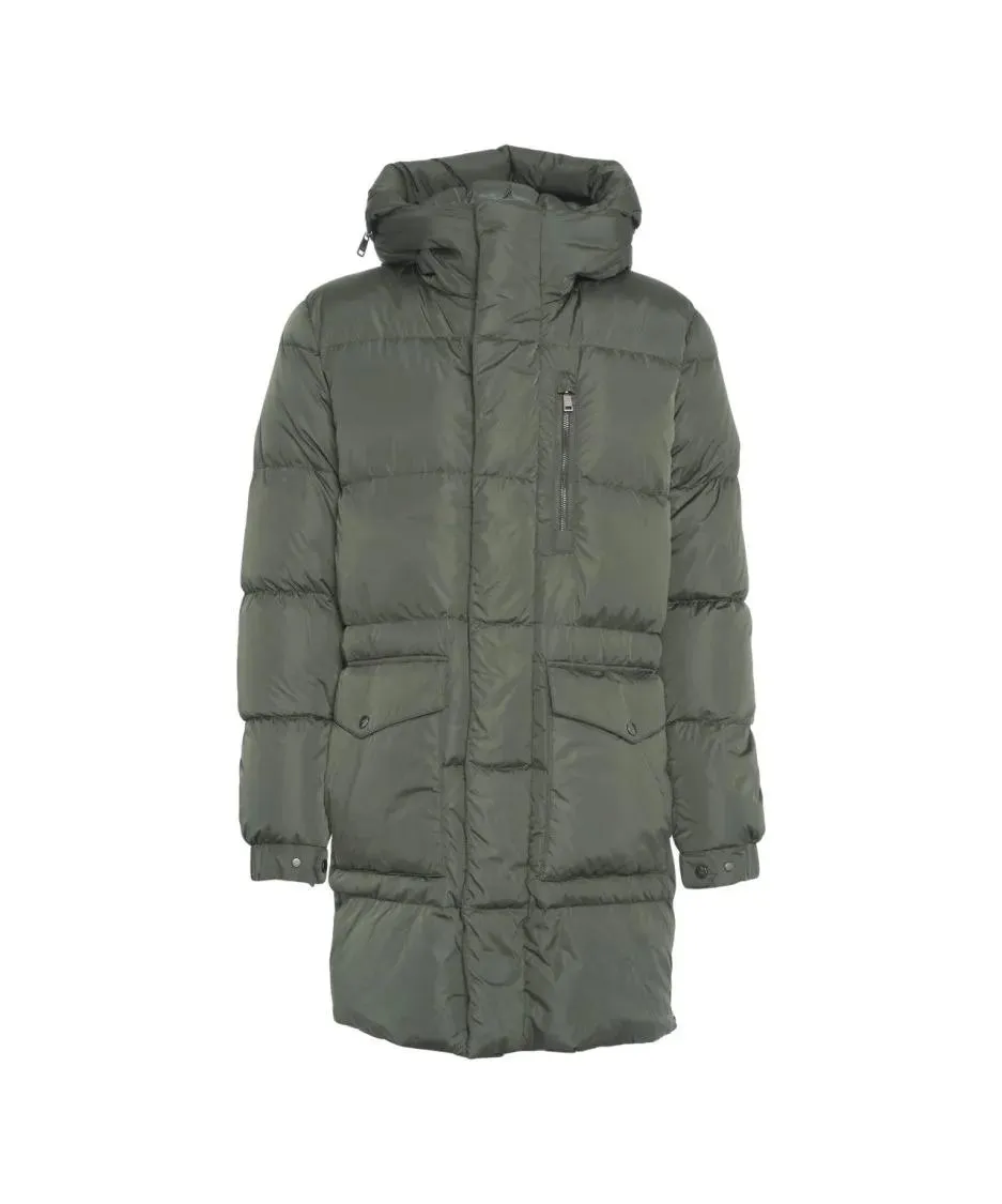 Add - Long Quilted Down Jacket With Drawstring Hood - Größe 48 - grau Add - Long Quilted Down Jacket With Drawstring Hood - Größe 48 - grau