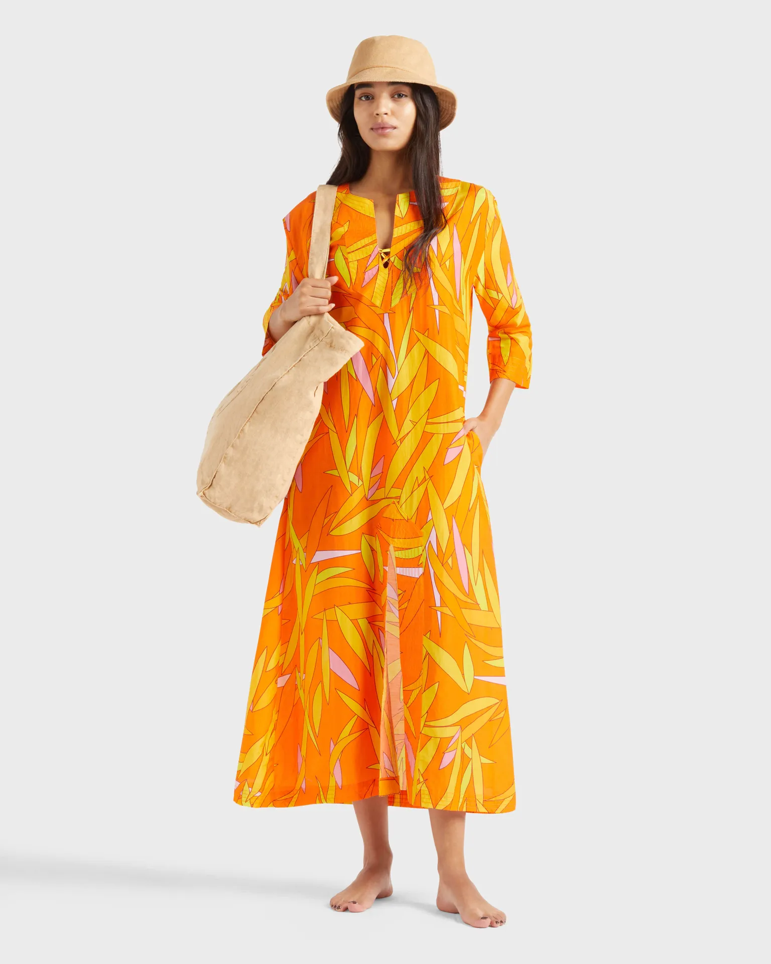 Vilebrequin - Madrague Kaftan Aus Baumwolle Und Seide Für Damen - Kaftan - Leonor - Orange - Größe M – Bild 5
