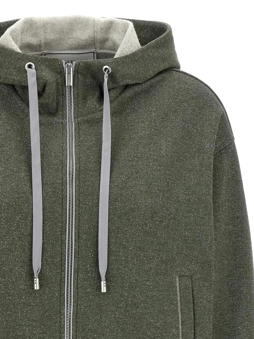 Peserico - Lurex Cotton Fleece Hoodie - Größe 46 - grün – Bild 3