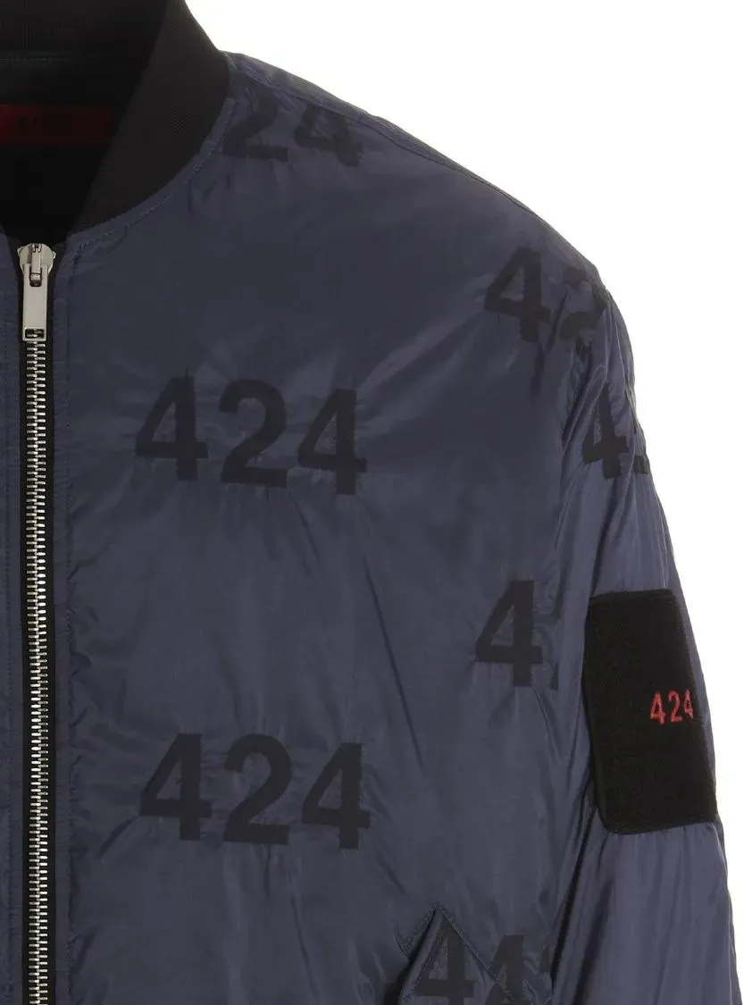 424 - Reversible Logo Bomber Jacket. - Größe S - blau – Bild 2