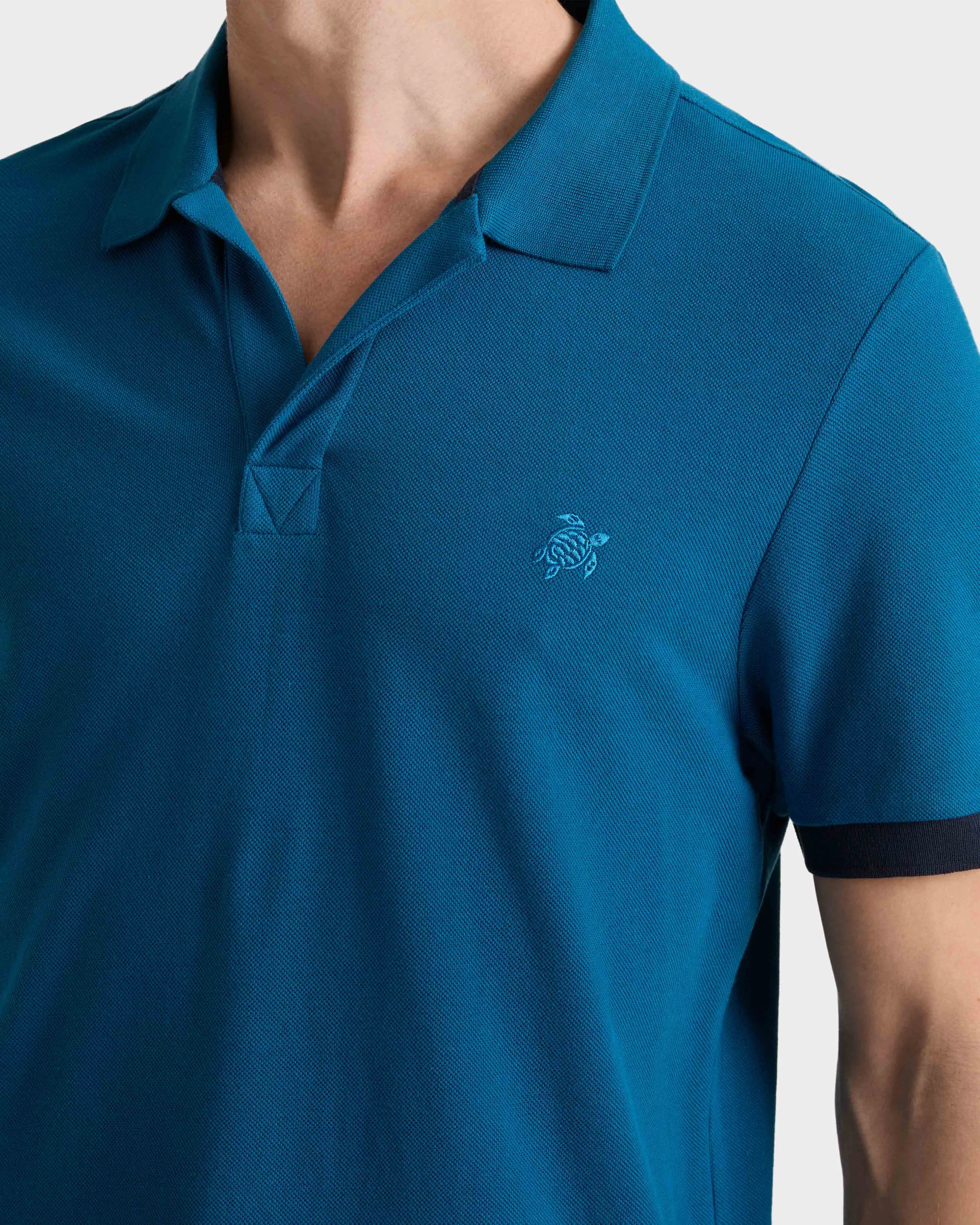 Vilebrequin - Solid Polohemd Aus Baumwolle Für Herren - Polohemd - Palatin - Blau - Größe XL – Bild 5