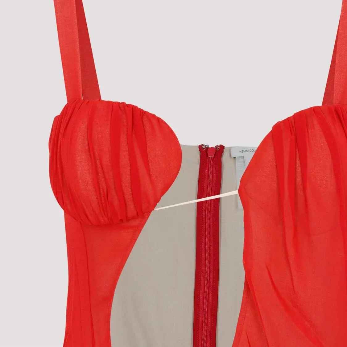 Nensi Dojaka - Red Silk Panel Godet Mini Dress - Größe S - rot – Bild 2