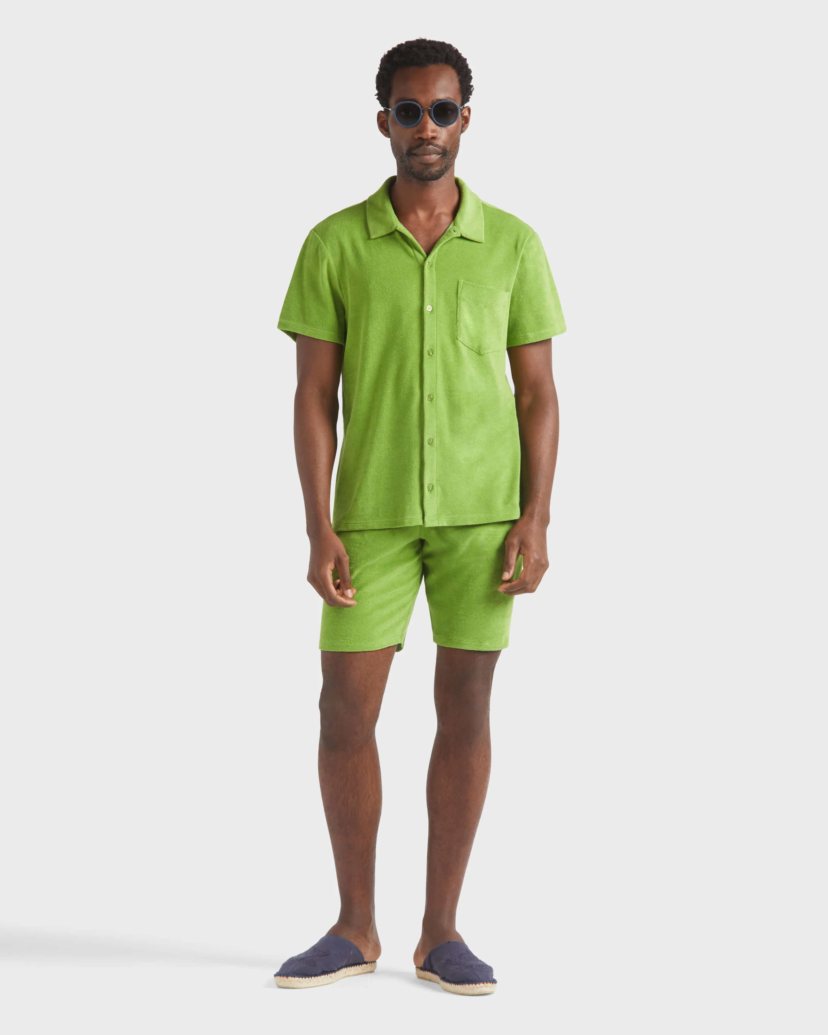 Vilebrequin - Solid Unisex-bowling-hemd Aus Baumwolle - Hemd - Charli - Grün - Größe XL – Bild 5