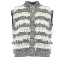 Panicale - Two-Color Striped Knit Wool Waistcoat - Größe 42 - grau Panicale - Two-Color Striped Knit Wool Waistcoat - Größe 42 - grau