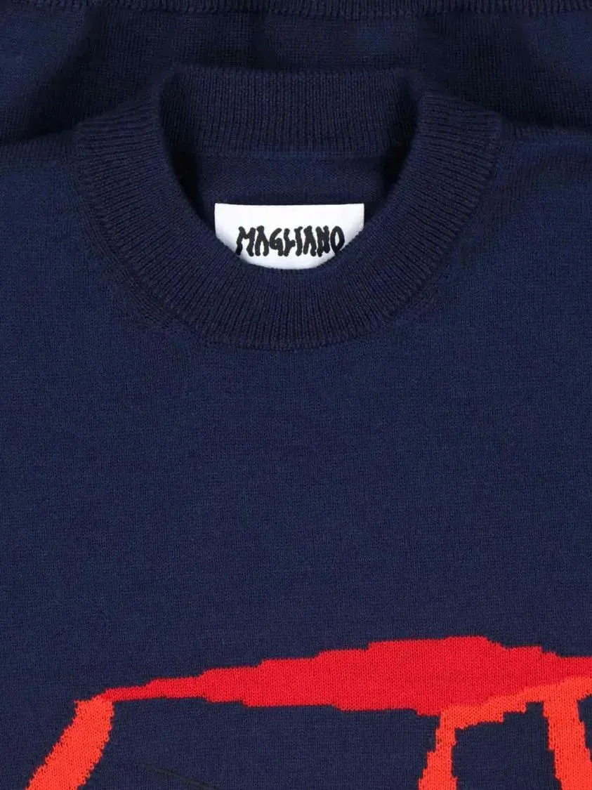 Magliano - Deep Navy Graphic Car Sweater - Größe L - blau – Bild 2