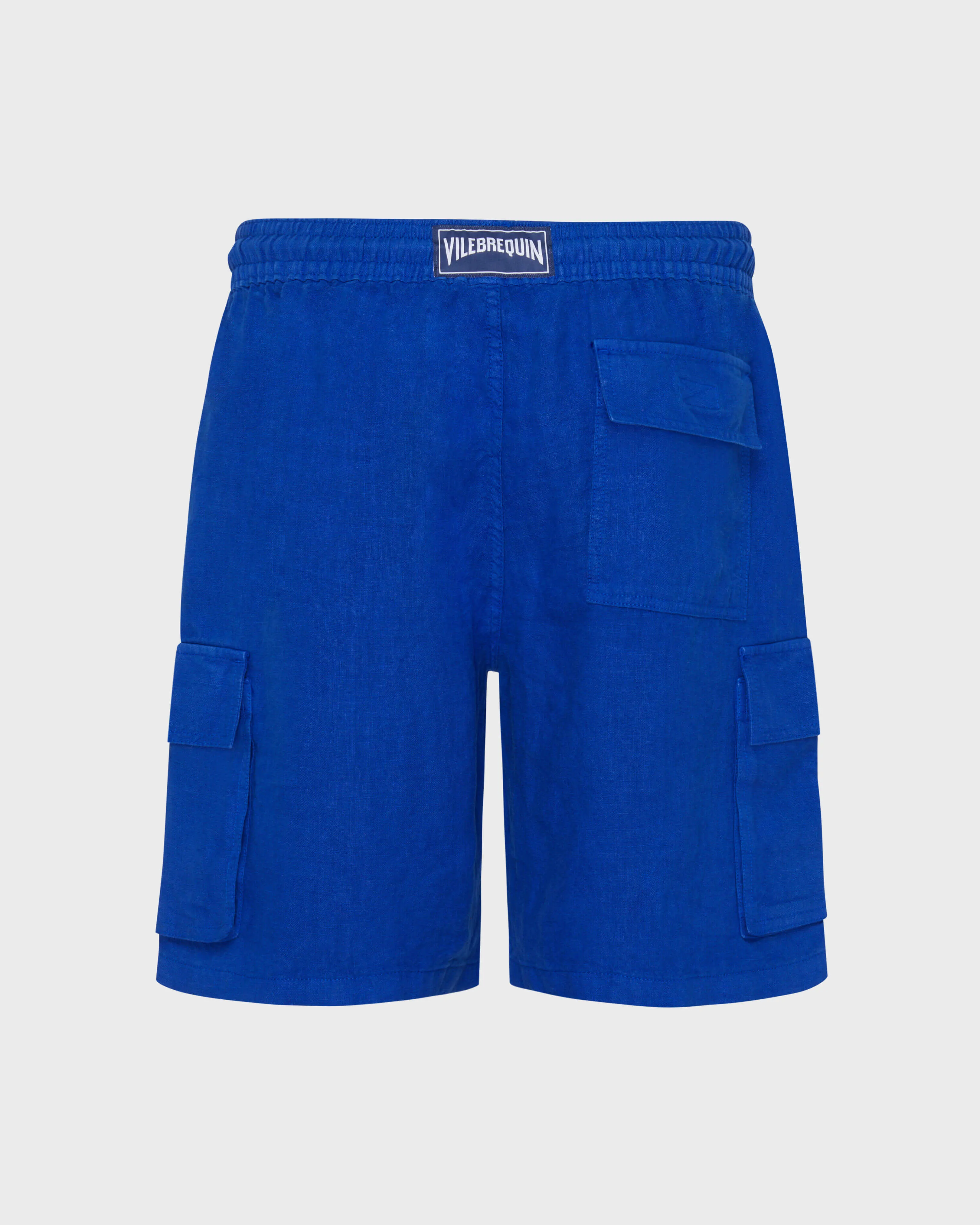 Vilebrequin - Einfarbige Leinen-bermudashorts Mit Cargotaschen Für Herren - Bermuda - Baie - Blau - Größe L – Bild 2