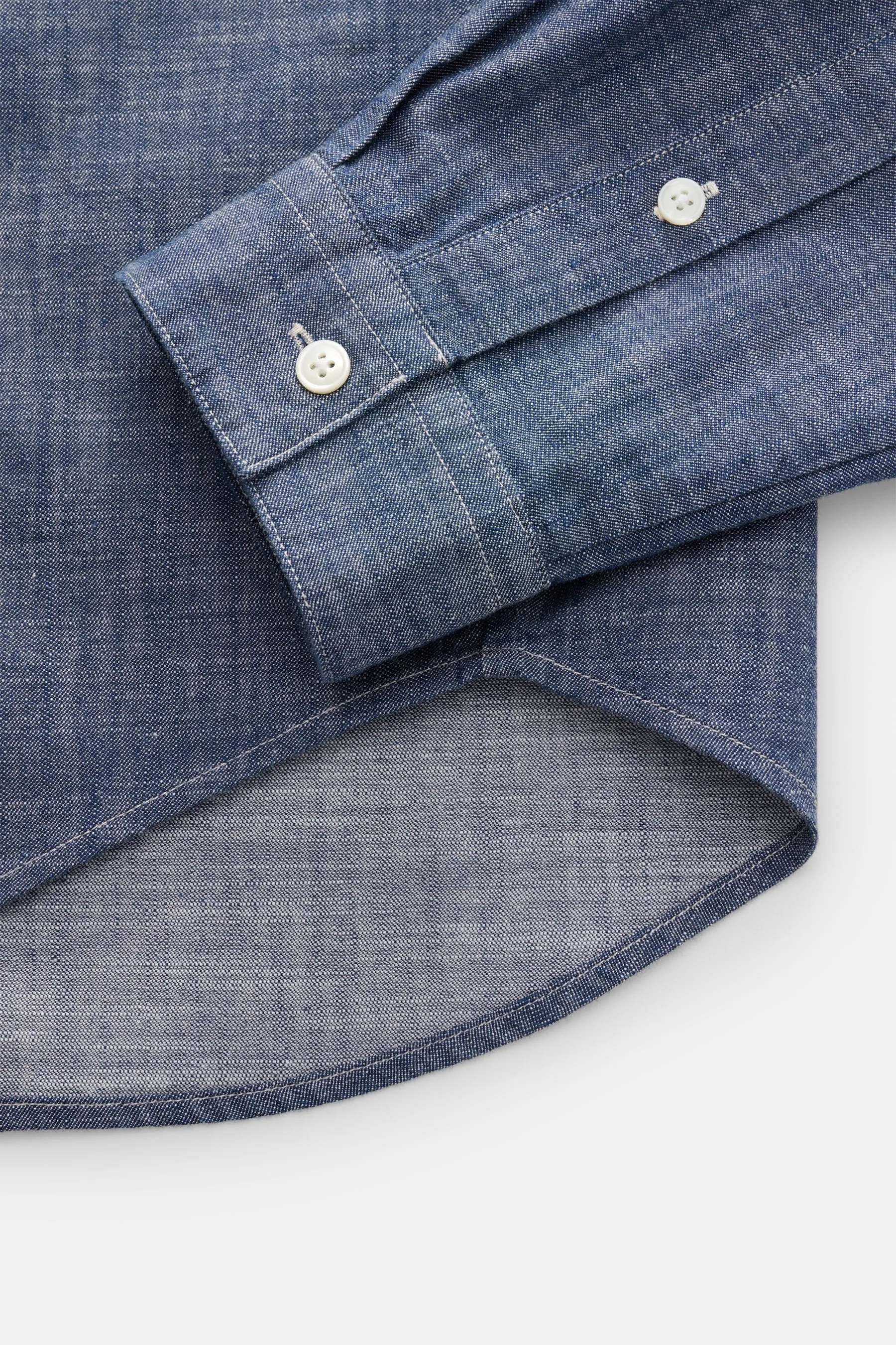 Closed - Herren - Chambray-Hemd schmaler Kragen graublau – Bild 3