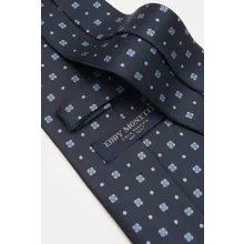 Eddy Monetti - Herren - Seidenkrawatte dark navy/hellblau/gelb gemustert