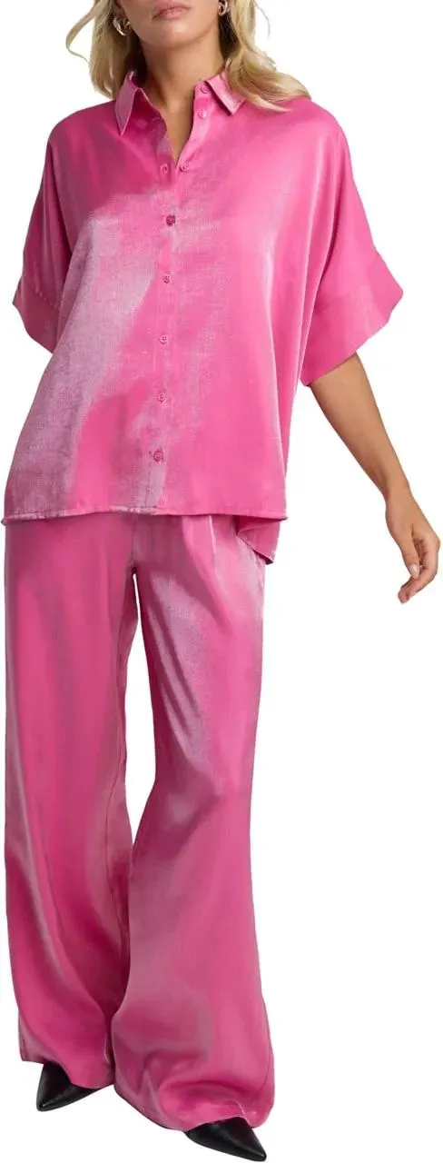 ALIX - Alix The Label Shine Wide Leg Pants Pantalons Roze - Größe L - rosa – Bild 2