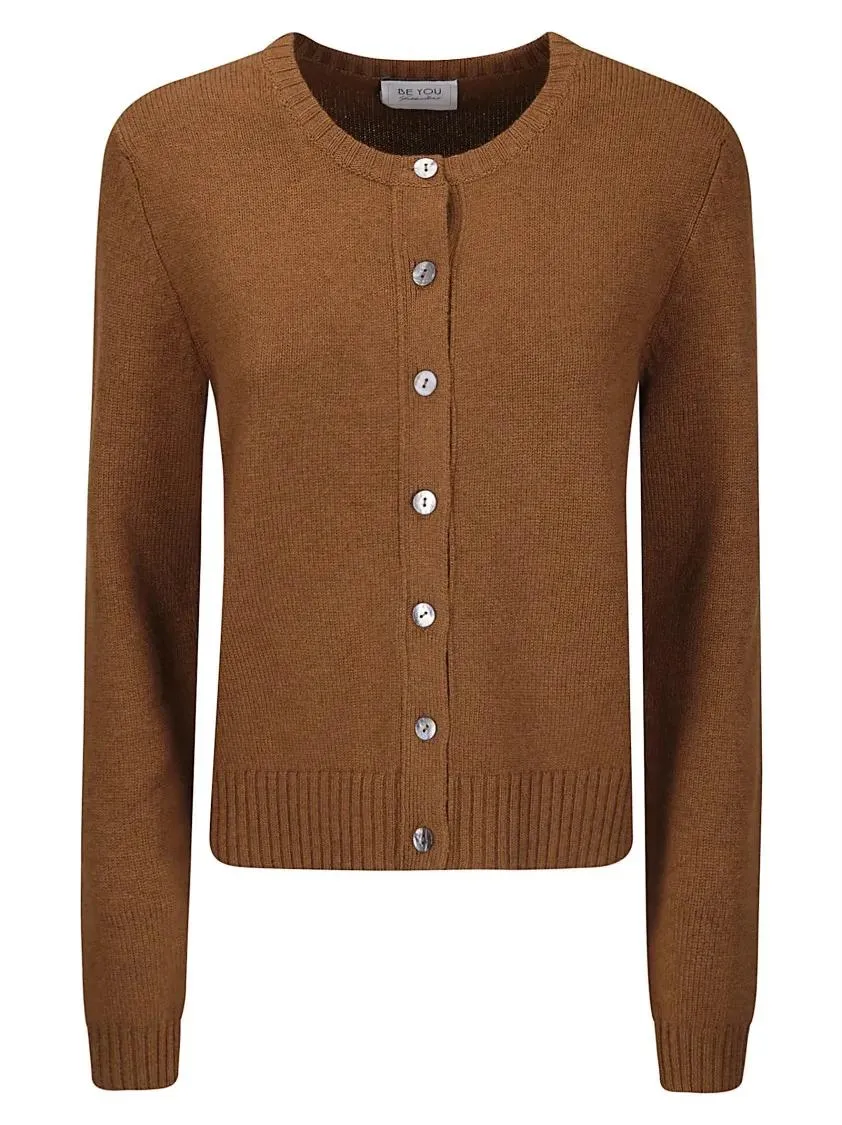 Be You - Short Fit Cashmere Cardigan With Contrast Mother-O - Größe M - braun Be You - Short Fit Cashmere Cardigan With Contrast Mother-O - Größe M - braun