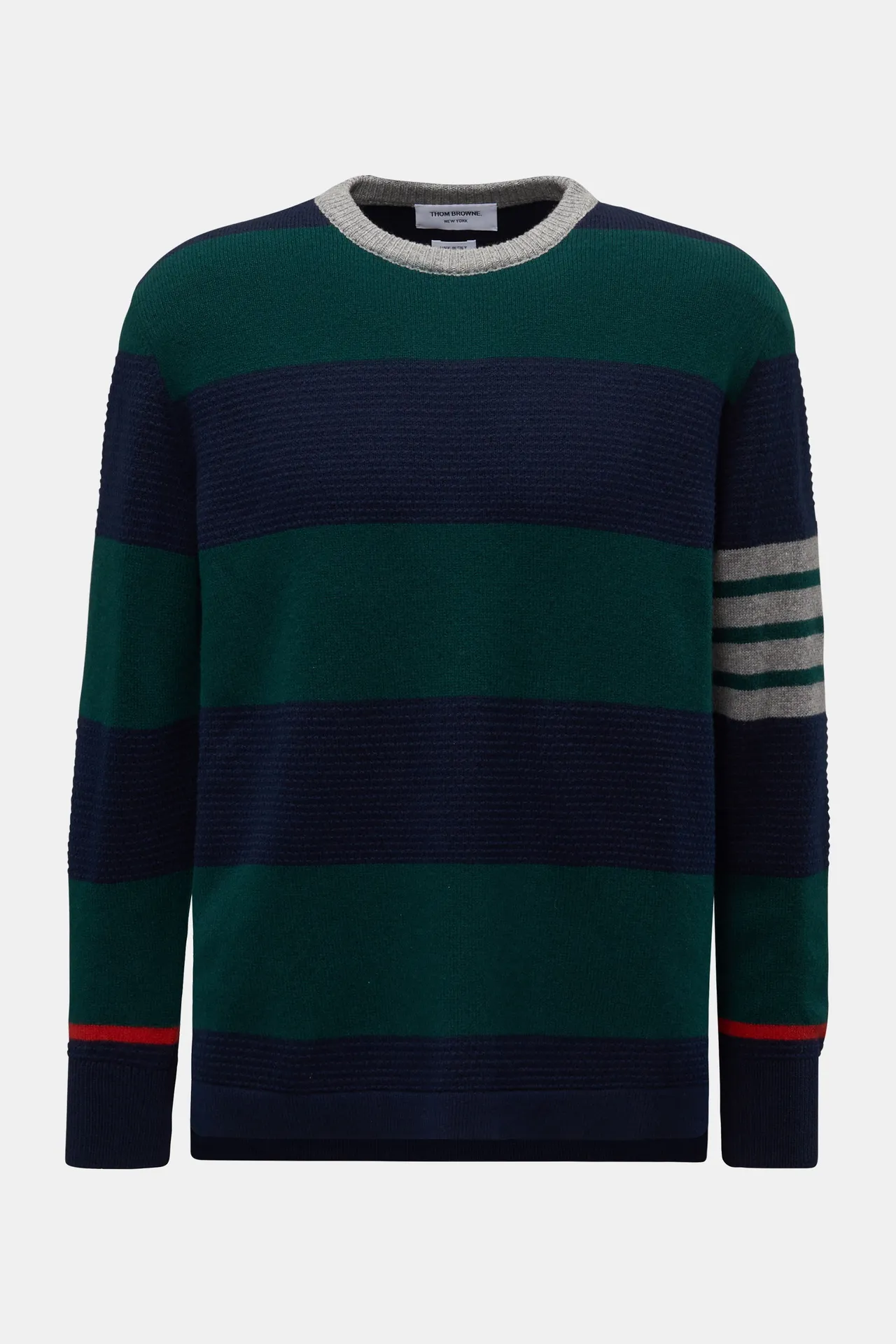 Thom Browne - Herren - Rundhalspullover grün/blau gestreift Thom Browne - Herren - Rundhalspullover grün/blau gestreift