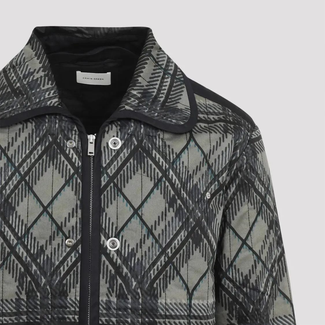 Craig Green - Quilted Casual Jacket With Distinctive Plaid Patte - Größe L - schwarz – Bild 2