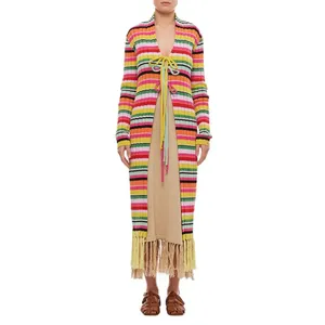 Gio Giovanni Gerosa - Cotton Fringes Long Cardigan - Größe ONE SIZE - bunt Gio Giovanni Gerosa - Cotton Fringes Long Cardigan - Größe ONE SIZE - bunt