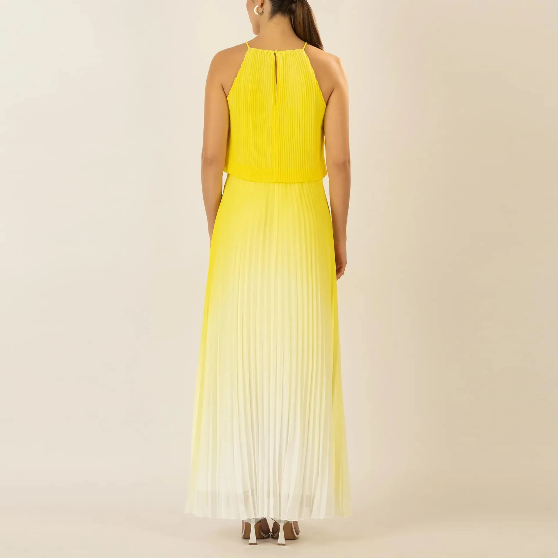 Apart - langes Plisseekleid - Größe 36 - gelb – Bild 2