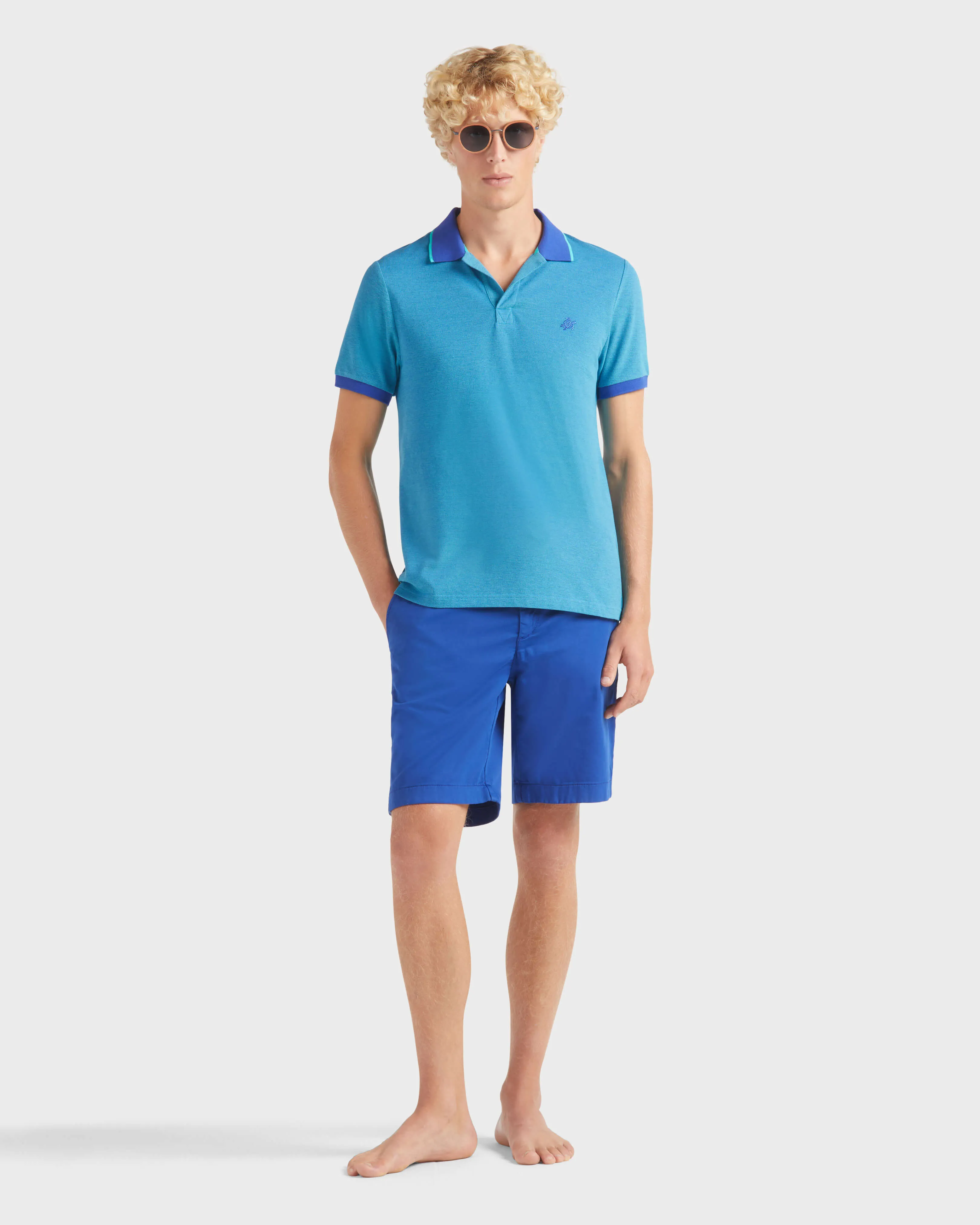 Vilebrequin - Turtle Stretch-bermudashorts Aus Baumwolle Für Herren - Bermuda - Levant - Blau - Größe 38 – Bild 5