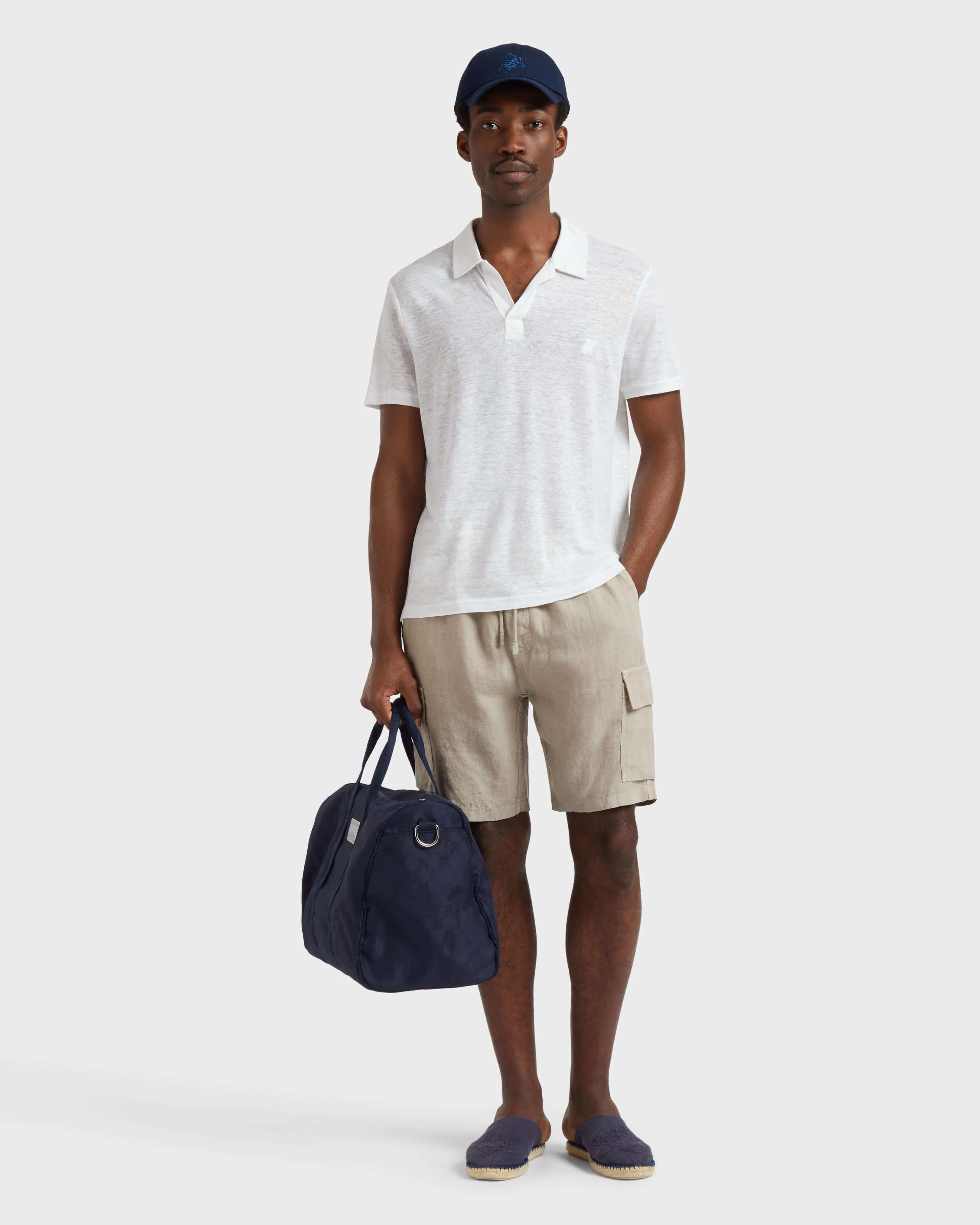 Vilebrequin - Einfarbige Leinen-bermudashorts Mit Cargotaschen Für Herren - Bermuda - Baie - Beige - Größe M – Bild 5