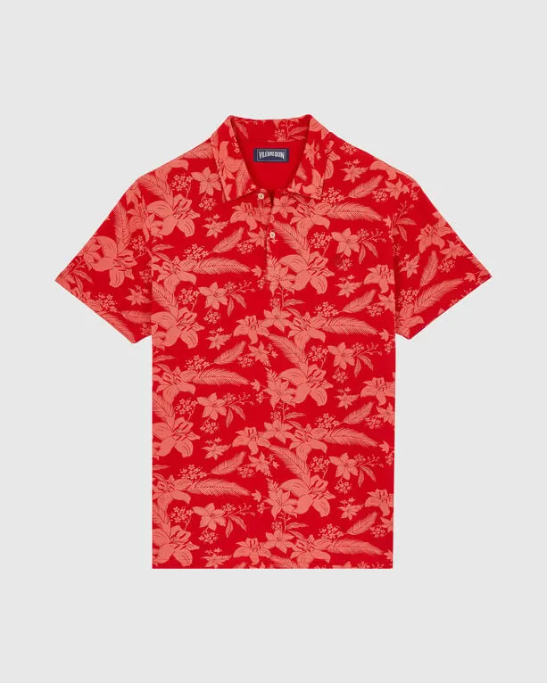 Vilebrequin - Baumwoll-polohemd Mit Lightening Flower-print Für Herren - Polohemd - Moussure - Rot - Größe XL Vilebrequin - Baumwoll-polohemd Mit Lightening Flower-print Für Herren - Polohemd - Moussure - Rot - Größe XL