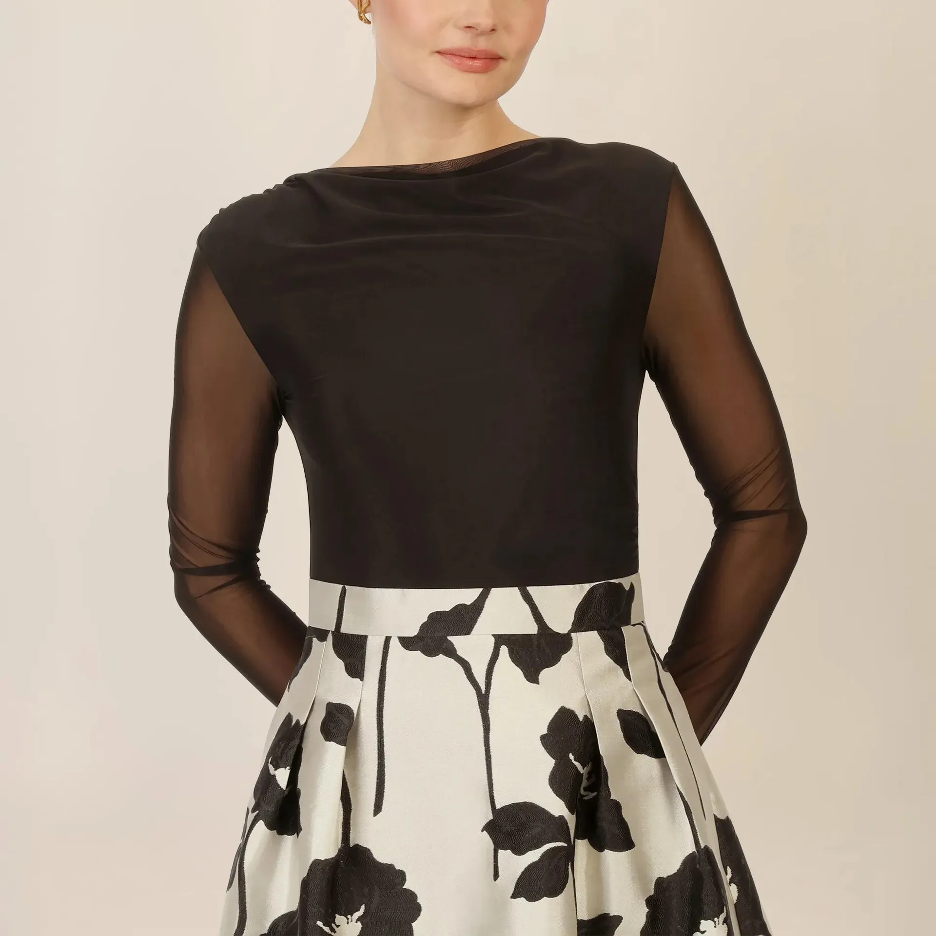 Apart - Jacquard-Meshkleid - Größe 40 - schwarz – Bild 3